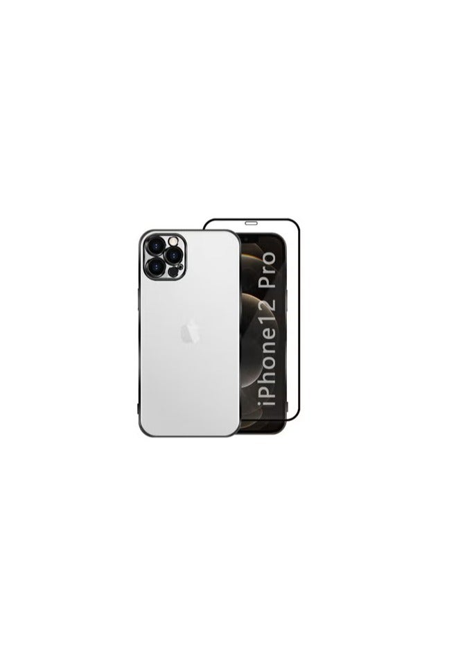 CATANES (For Apple iPhone 12 Pro) 2Packs, KST Classic Design Premium Transparent Case and Raised Protective Edges with Shockproof Screen Protector - Black - Image 2