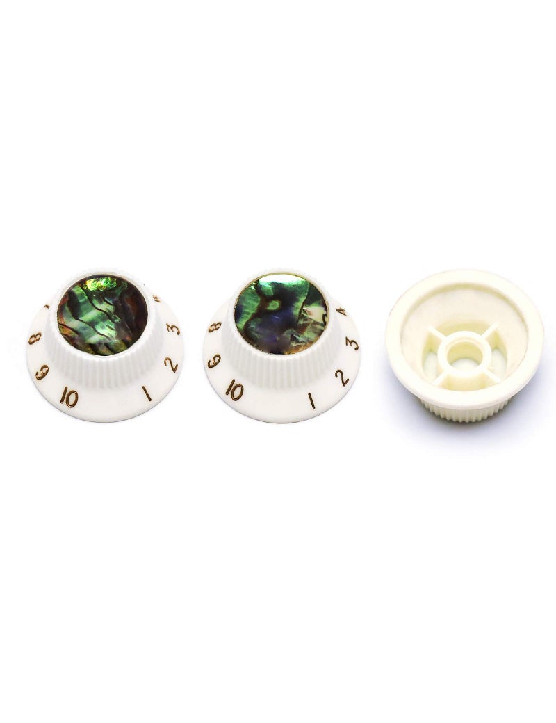 Rubatone Guitar Knobs Abalone Top Speed Control Knobs 6mm Shaft Pots Volume Tone Knob Compatiable with Strat Stratocaster Electric Guitar Set of 3Pcs White. - Image 5