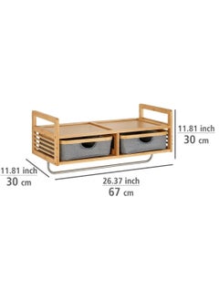 Wenko WENKO Bahari Wall Clothes Rack, Durable Bamboo Wall Shelf, with 2 Drawers, Storage Rack and Clothes Rack Rod, Space for Accessories and Clothes  - Image 3