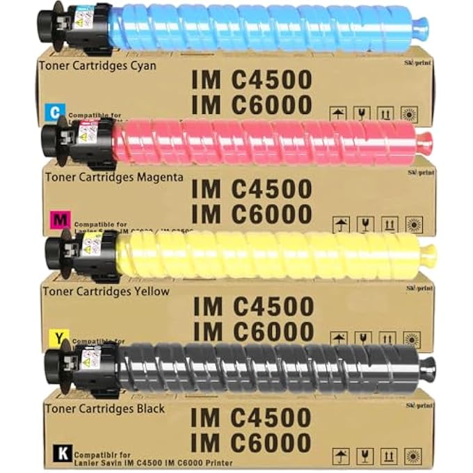 IM C4500 C6000 IMC4500 IMC6000 TONER CARTRIDGES SET COMPATIBLE FOR RICOH IM C4500 IM C6000 TONER WORK FOR LANIER SAVIN IM C4500 IM C6000 PRINT CARTRIDGES BLACK CYAN YELLOW MAGENTA