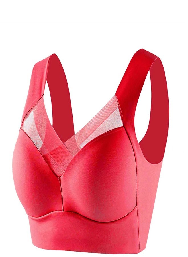 Thin And Breathable Vest Underwear Without Steel Rings Red - Image 2