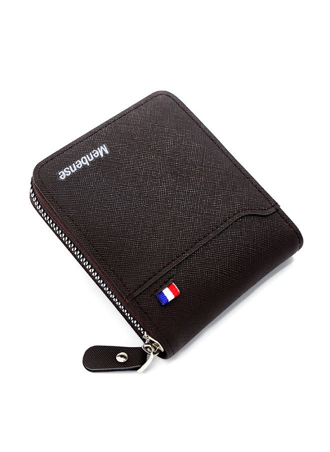 MenBense - PU Leather Men's Bifold Short Wallet with Zipper Coin Pocket - Image 1