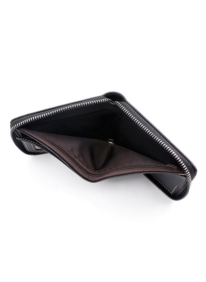MenBense - PU Leather Men's Bifold Short Wallet with Zipper Coin Pocket - Image 1