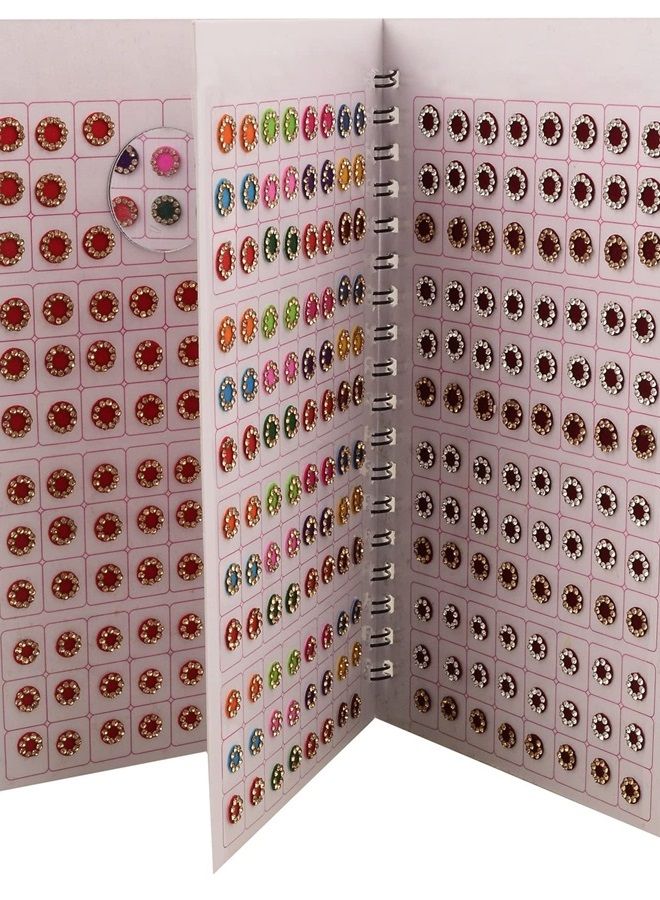 VAMA فامافاشن حجر ملون بindi للسيدات ملصق جبين أحمر مارون مع أحجام مختلفة كتيب بindi للنساء والفتيات (كتيب بindi - إجمالي 376 بindi) - Image 1