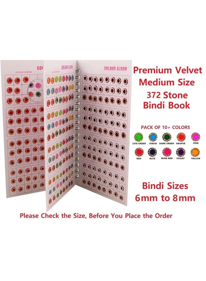 VAMA فامافاشن حجر ملون بindi للسيدات ملصق جبين أحمر مارون مع أحجام مختلفة كتيب بindi للنساء والفتيات (كتيب بindi - إجمالي 376 بindi) - Image 2