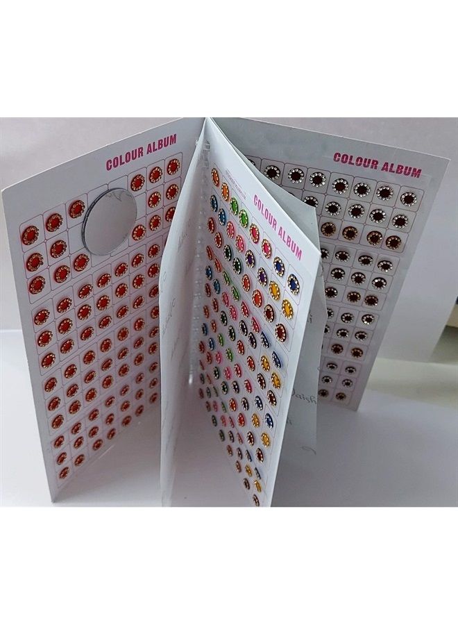 VAMA فامافاشن حجر ملون بindi للسيدات ملصق جبين أحمر مارون مع أحجام مختلفة كتيب بindi للنساء والفتيات (كتيب بindi - إجمالي 376 بindi) - Image 4