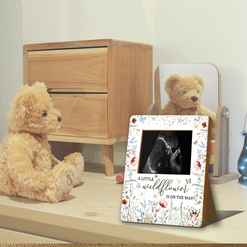 ALodr Wildflower Baby Shower Decorations, Baby Shower Sign Picture Frame, WildFlower Party Decor for Gender Reveal, Pregnancy Milestone Keepsake, Pregnancy Announcement Sonogram Photo Frames - Image 3