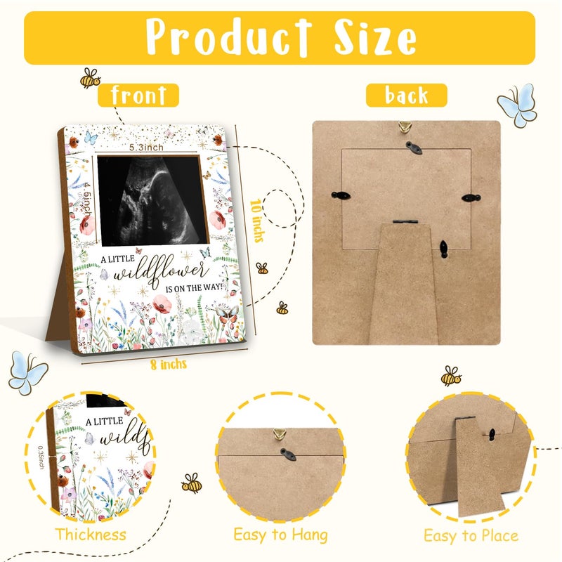 ALodr Wildflower Baby Shower Decorations, Baby Shower Sign Picture Frame, WildFlower Party Decor for Gender Reveal, Pregnancy Milestone Keepsake, Pregnancy Announcement Sonogram Photo Frames - Image 2