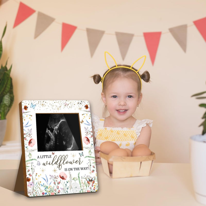 ALodr Wildflower Baby Shower Decorations, Baby Shower Sign Picture Frame, WildFlower Party Decor for Gender Reveal, Pregnancy Milestone Keepsake, Pregnancy Announcement Sonogram Photo Frames - Image 5