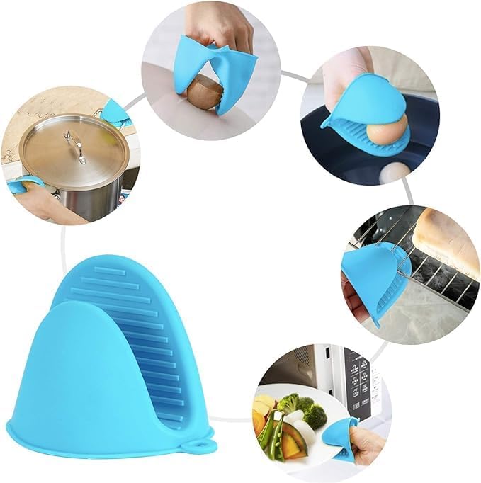 ITUSHA 3 Air Fryer Silicone Liners & 3 Air Fryer Accessories - 7.87 inch (3-5 Qt+) Food Grade Reusable Silicone Baskets/Pots/Liners with Oven Mitts, Basting Brush and Tongs Multi Color - Image 4