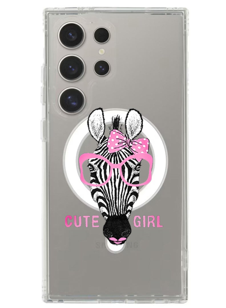 Theodor Magnetic Case for Samsung Galaxy S24 Ultra 6.8-inch Compatible with MagSafe Wireless Charging, Shockproof Phone Bumper Cover Cute girl zebra - Image 1