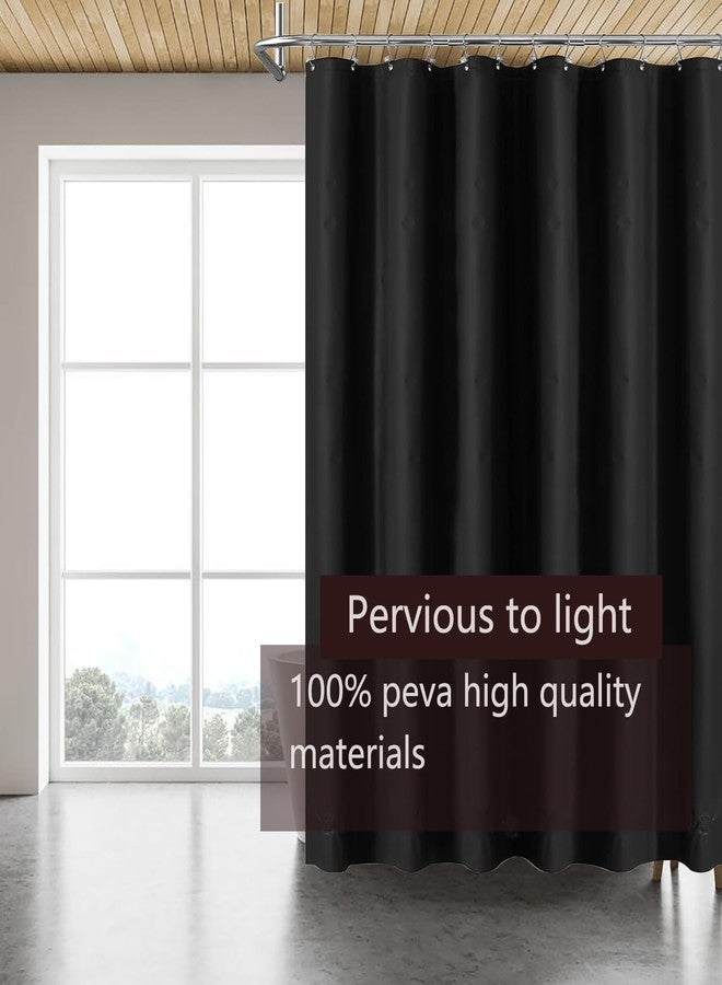 TIKABC Black Shower Curtain Liner, 4G PEVA Shower Liner, Plastic Waterproof Shower Curtains, 72x72 inch with Grommet Holes 3 Magnetic Weights(Black) - Image 2