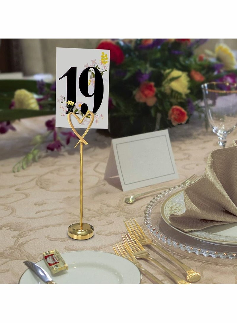 5 Pcs Mini Place Card Holders, Heart Shape Clip Cards Holder, Cute Table Holder Picture Stands, Wire Photo Menu Memo Clips, Idea for Wedding, Anniversary Party (Gold)  - Image 4