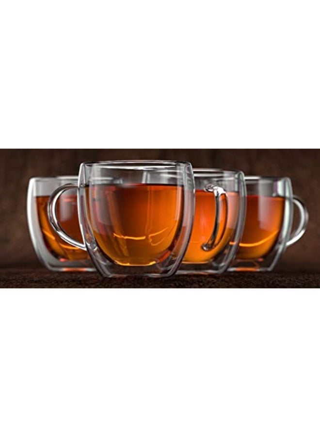 بلاك ستون طقم أكواب زجاج مزدوج الجدار من بلاكستون، 180 مل للقهوة والشاي، أكواب زجاج بوروسيليكات عازلة بتصميم منحني، علبة هدية، DH911 - Image 3