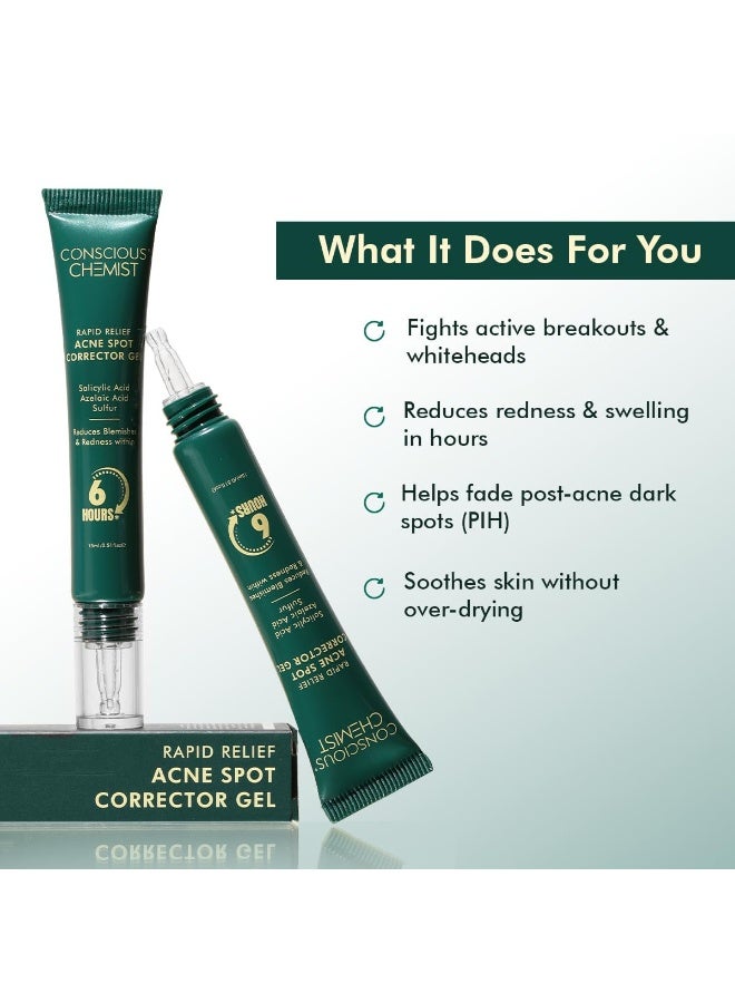 كيميائي واعي جل كونشيس كيميست® سريع المفعول لعلاج حب الشباب | 15 غرام | علاج ثلاثي المفعول مع 2% حمض الساليسيليك وحمض الأزيليك | يزيل البثور، ويقلل الاحمرار، ويخفف البقع الداكنة | للرجال والنساء - عبوة من قطعتين - Image 2