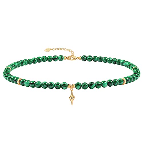 SOFYBJA Green Malachite Beads Choker Necklace Gold Star Zircon Pendant Necklace Women Chakra Healing Gemstone Jewelry Amulet Gifts - Image 1
