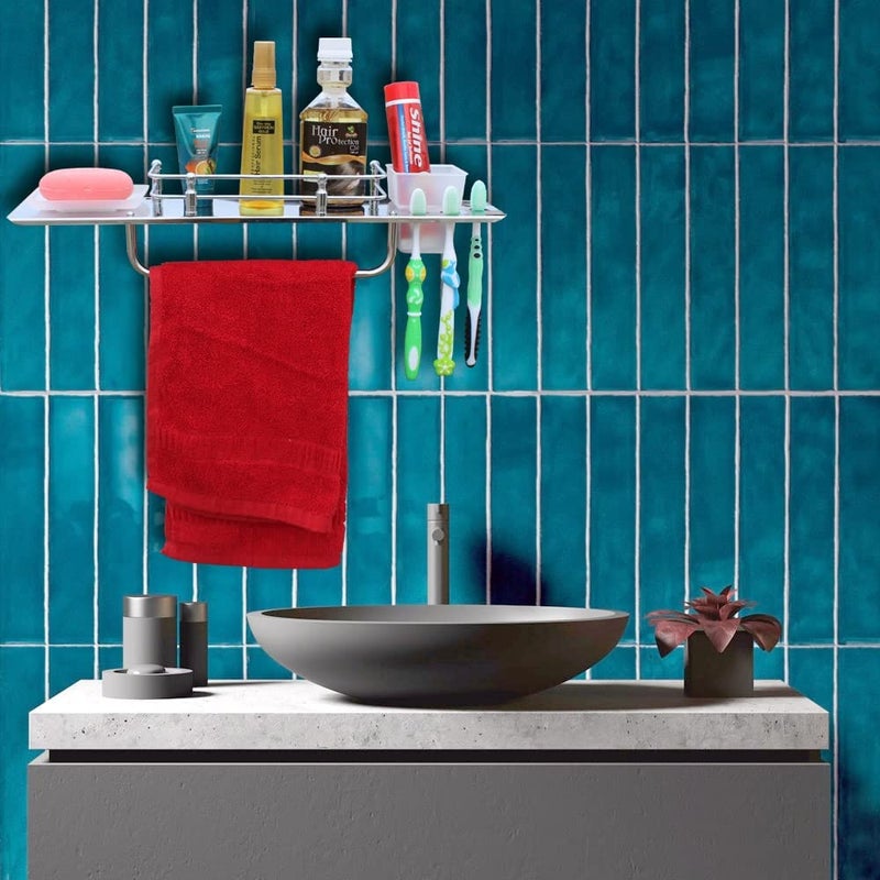 AMPEX Stainless Steel 5 in 1 Multipurpose Bathroom Shelf/Rack/Towel Hanger/Tumbler Holder/Soap Dish/Bathroom Accessories - Image 3
