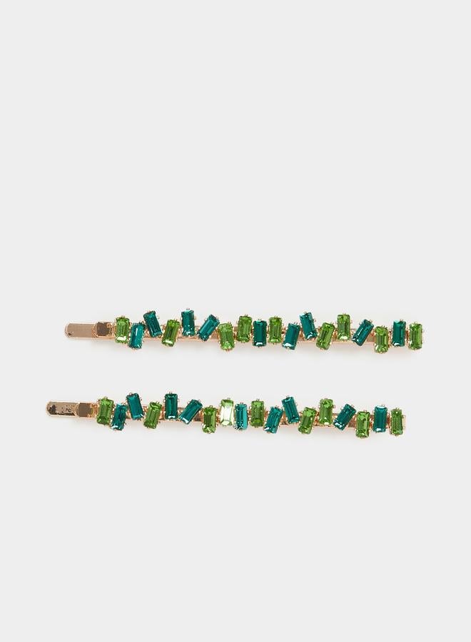 Styli Pack of 2 - Embellished Stone Hair Clip - Image 1