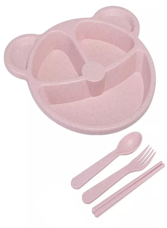 FAGVA Food Plate for Kids | Baby Feeding Tableware Food Serving Dish | Kids Snack Training Dinner Plate with Spoon, Fork and Chopstick (Multicolor) - Image 1