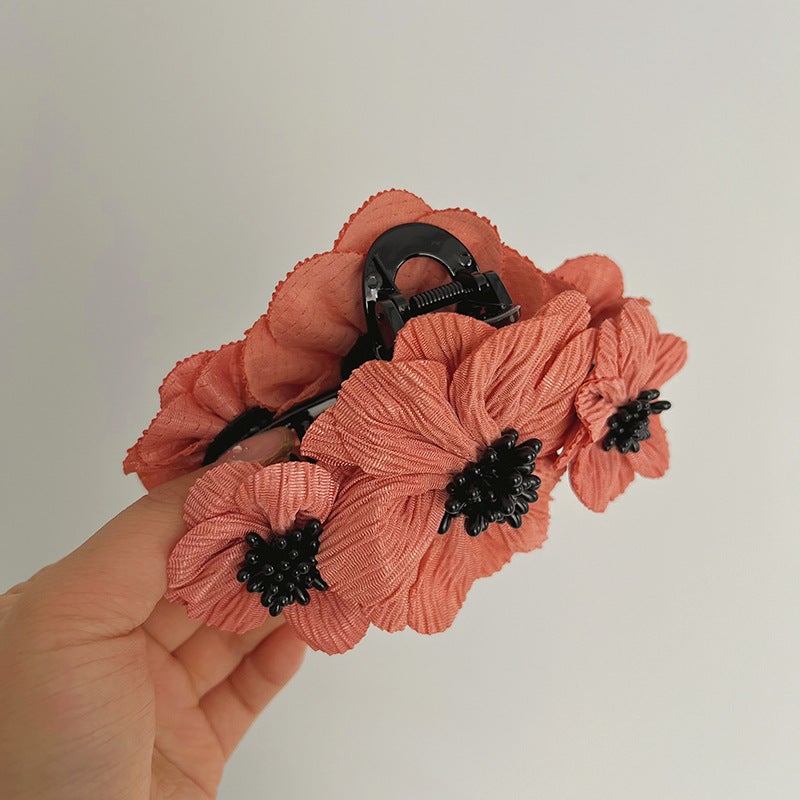 Generic Vintage Floral Hair Clip Elegant Butterfly Knot 2024 Lotus Root Starch Flower Clamp 
