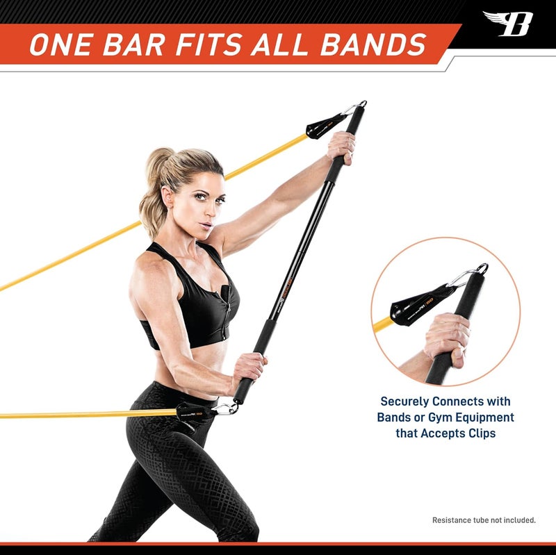 Bionic Body 36 Inches Light Weight Resistance Training Straight Bar – Fits All Resistance Bands/Accessories with Carabiners BBEB-020 - Image 5