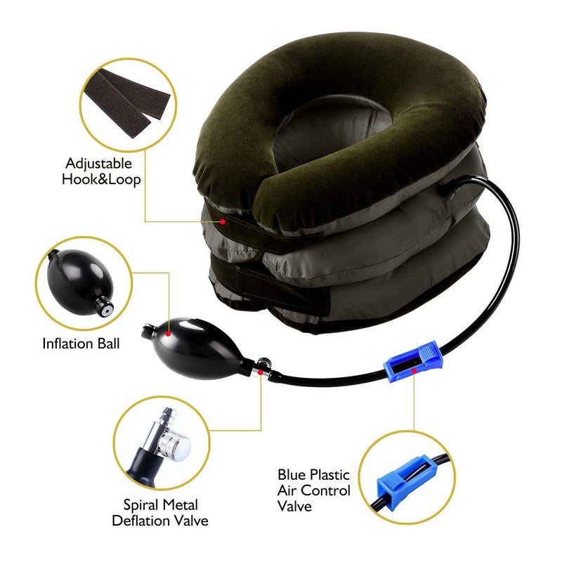 CLOMANA 3 Layer Air Inflatable Neck Traction Soft Pillow for Travel - Image 2