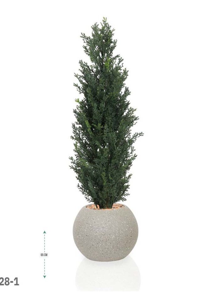 Artificial tree simulating a natural cypress tree, 65 cm high