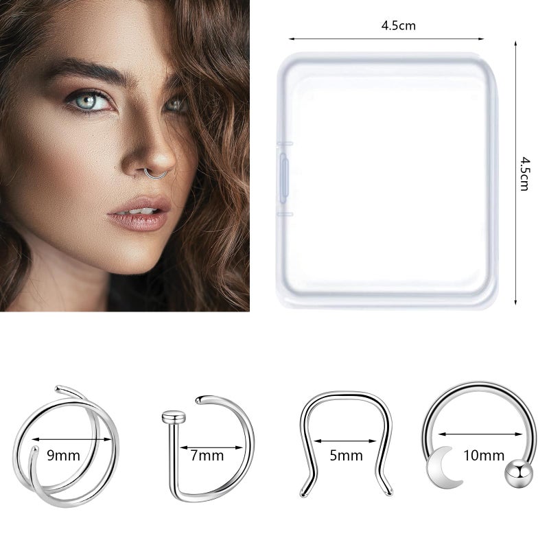 ONESING 30Pcs Septum Rings 16g Septum Jewelry Stainless Steel Septum Piercings Jewelry Horseshoe Nose Hoop Lip Rings Cartilage Earrings Body Piercing Jewelry for Women Men - Image 3
