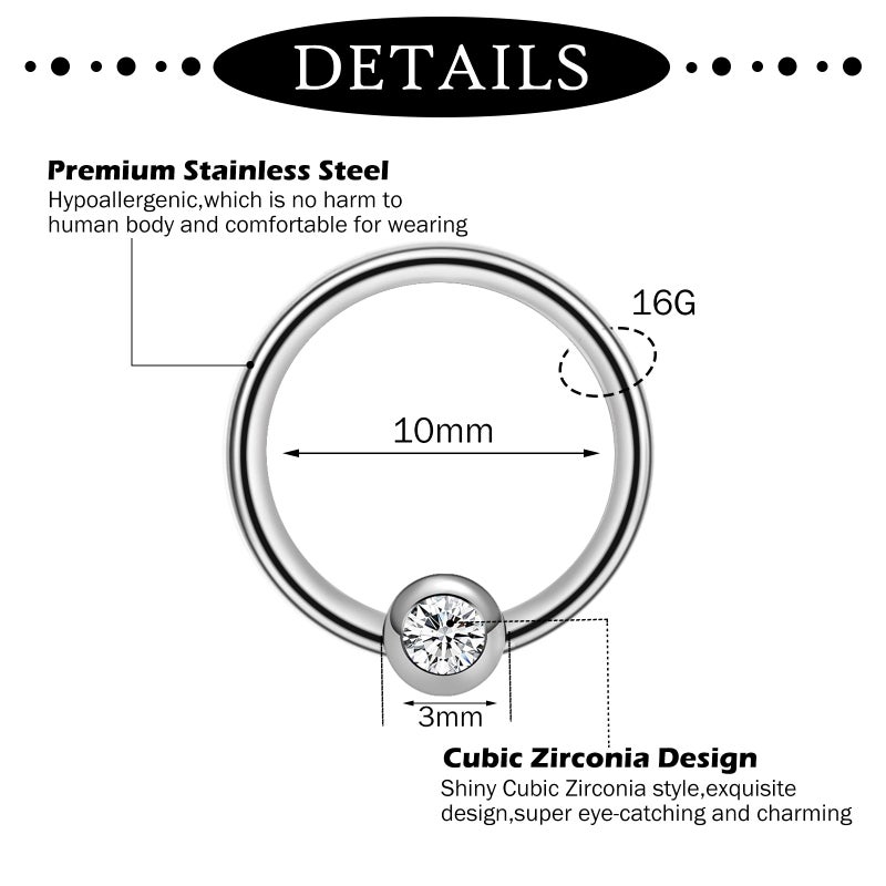 ONESING 30Pcs Septum Rings 16g Septum Jewelry Stainless Steel Septum Piercings Jewelry Horseshoe Nose Hoop Lip Rings Cartilage Earrings Body Piercing Jewelry for Women Men - Image 4