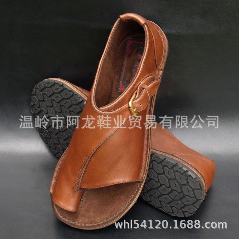 2022wish AliExpress cross-border e-commerce foreign trade flat buckle round head cap mouth women's plus size sandals brown+blue 38 - Image 4