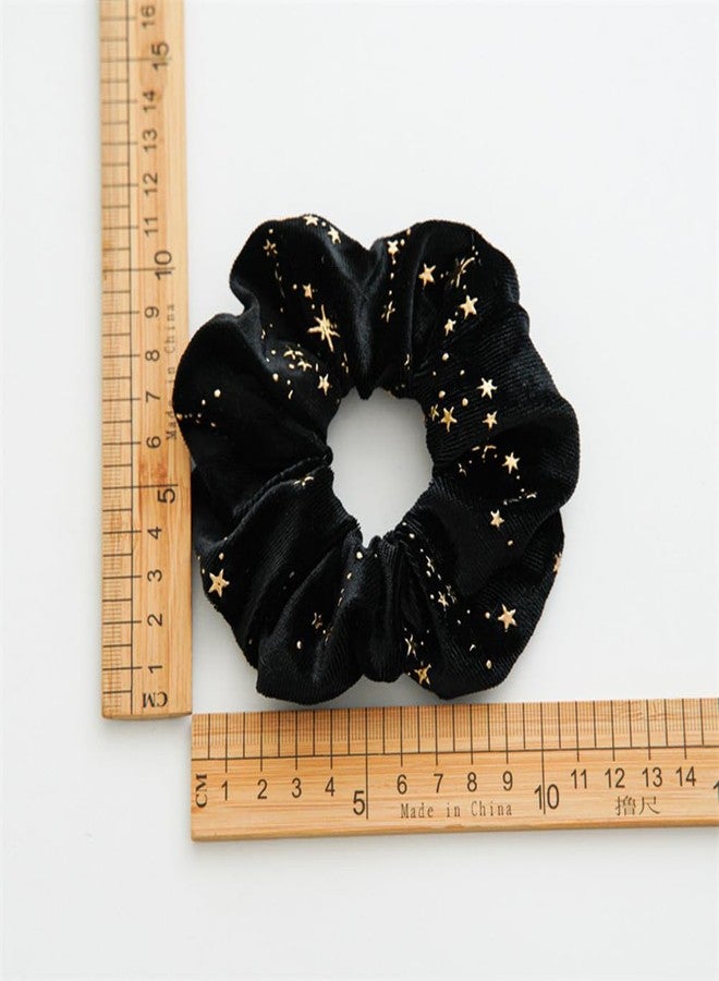 DINPREY 6 Pcs Christmas Stars Sc'run'chi'es for Girls Christmas Hair Ties Glitter Sequins Elastic Scrunchy Hair Bands Holiday Hair Accessories for Women Party Gifts (6 Pcs A) - Image 2