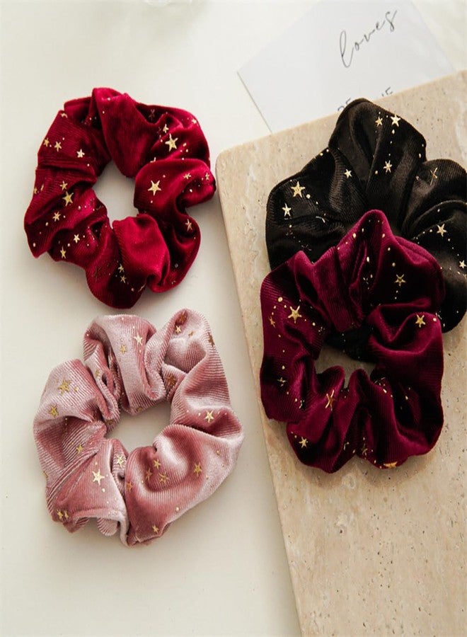 DINPREY 6 Pcs Christmas Stars Sc'run'chi'es for Girls Christmas Hair Ties Glitter Sequins Elastic Scrunchy Hair Bands Holiday Hair Accessories for Women Party Gifts (6 Pcs A) - Image 4