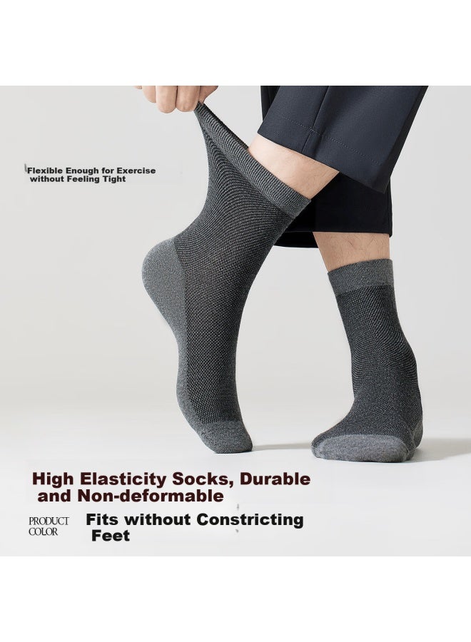 Your Sun Yiershuang [100% Pure Cotton] Men's Socks, 10a Antibacterial, Summer Thin Mesh, Sweat-absorbing, Odor-resistant, Breathable Mid-calf Socks - Image 2