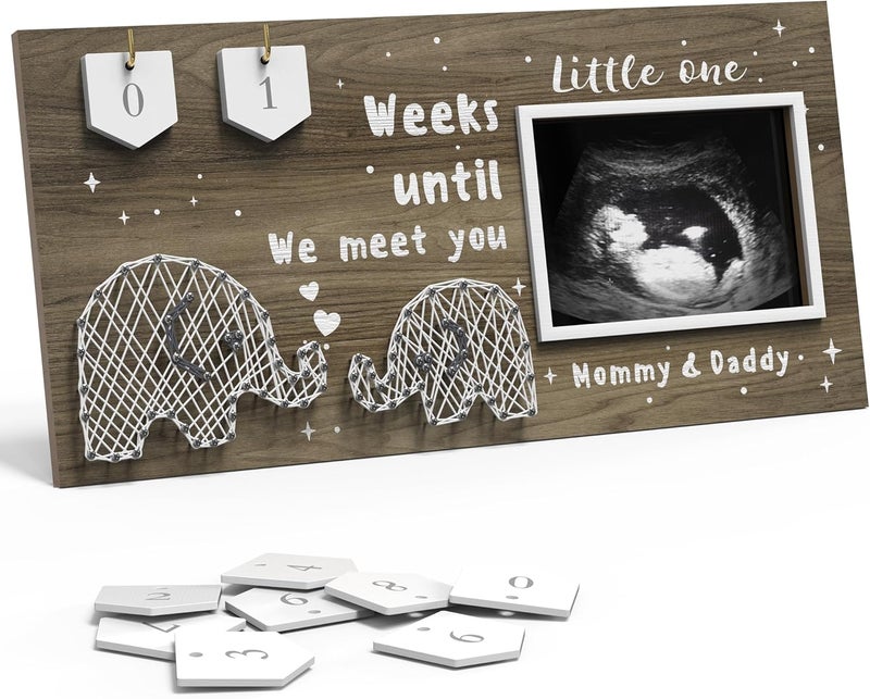 EURSET Baby Sonogram Picture Frame Countdown Weeks  Standard 4x3 Ultrasound Photo  Pregnancy Announcements Ideas  Gender Reveal BabyShower Gift  New Mom Expecting Parents to Be Keepsake Gifts - Image 1