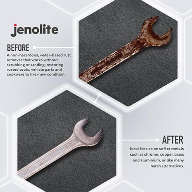 JENOLITE مزيل الصدأ غير الخطير من JENOLITE | 1 لتر | أساس مائي | مزيل الصدأ للمعادن: الحديد، الفولاذ، الكروم والألمنيوم | مثالي لخزانات الوقود | صديق للبيئة، مزيل صدأ غير سام محكم الغلق ومقاوم للغبار - Image 4