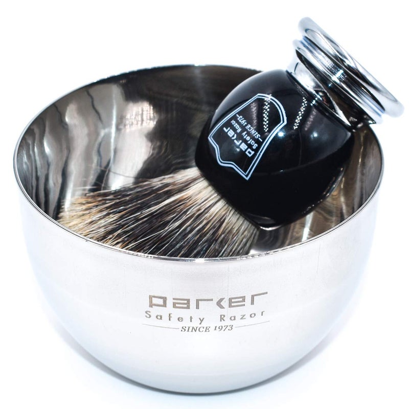 Parker Safety Razor Parker Pure Badger Shaving Brush with Black & Chrome Handle + Stand | 22mm Knot for Cream or Soap | Handcrafted Wet Shaving Brush for Men | Premium Grooming Tool | Iconic Brand - Image 4