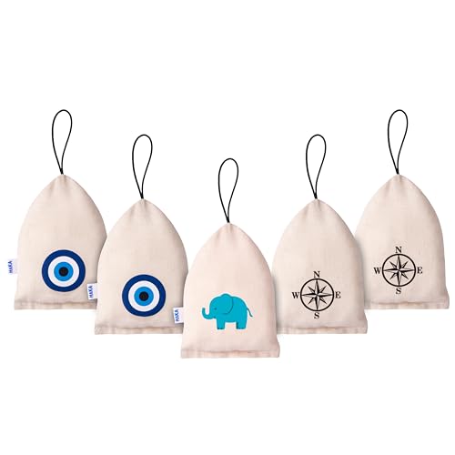 Haka Camphor Pouch –100% Pure Camphor | Multipurpose Natural Chemical Free Air Freshener for Car, Wardrobe, Bathroom & Room | Eco-Friendly Aroma Bag (Pack of 5, Natural) - Image 1