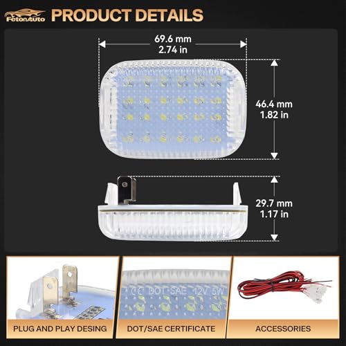 FetonAuto 4PCS Transit Interior Carbin Courtesy Load Space Area Roof Top Cargo Van LED Lights with Wire Harness Accessories for 2014-2024 Ford Transit 150 250 350 HD Connect, White 6000K - Image 3