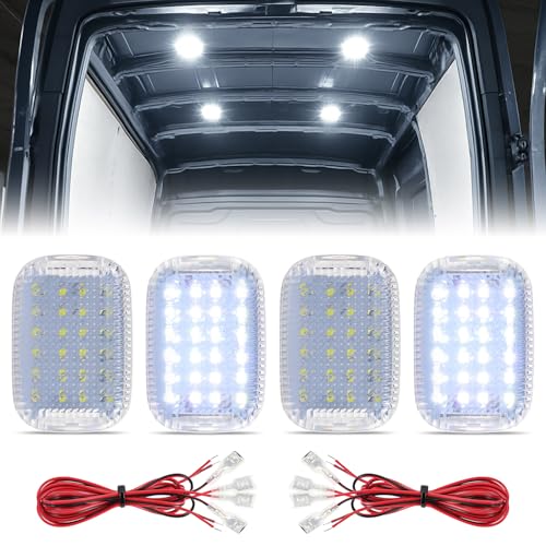 FetonAuto 4PCS Transit Interior Carbin Courtesy Load Space Area Roof Top Cargo Van LED Lights with Wire Harness Accessories for 2014-2024 Ford Transit 150 250 350 HD Connect, White 6000K - Image 1