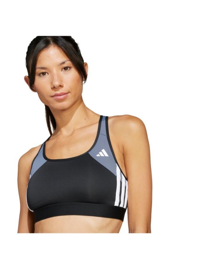 Adidas Powerreact Train Medium Support 3-Stripes Bra - Image 3