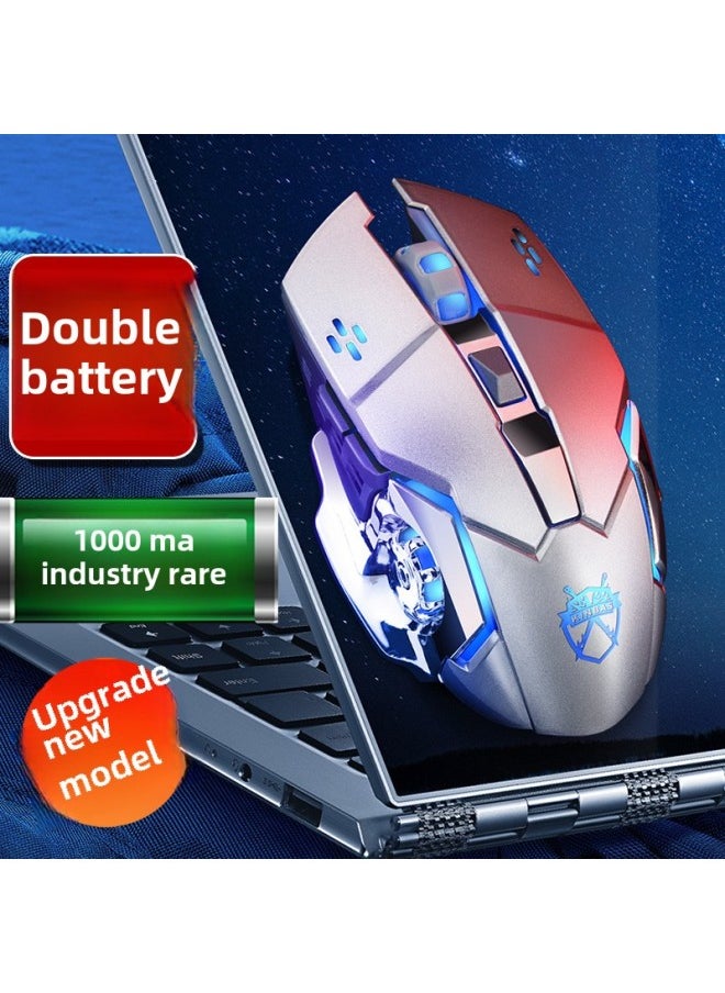 Wrangler Wireless Mouse Silent Charging Mechanical E-sports Game Office Laptop Desktop Computer Bluetooth Dual Mode-Specification:G9 Silver Gray (silver Flank)★Silent Button★Double Large Capacity Battery★Ergonomic 2024 Rechargeable Unlimited Mouse★Common To All Major Brands