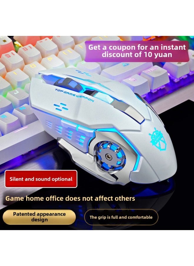 Wrangler Wireless Mouse Silent Charging Mechanical E-sports Game Office Laptop Desktop Computer Bluetooth Dual Mode-Specification:G9 Silver Gray (silver Flank)★Silent Button★Double Large Capacity Battery★Ergonomic 2024 Rechargeable Unlimited Mouse★Common To All Major Brands