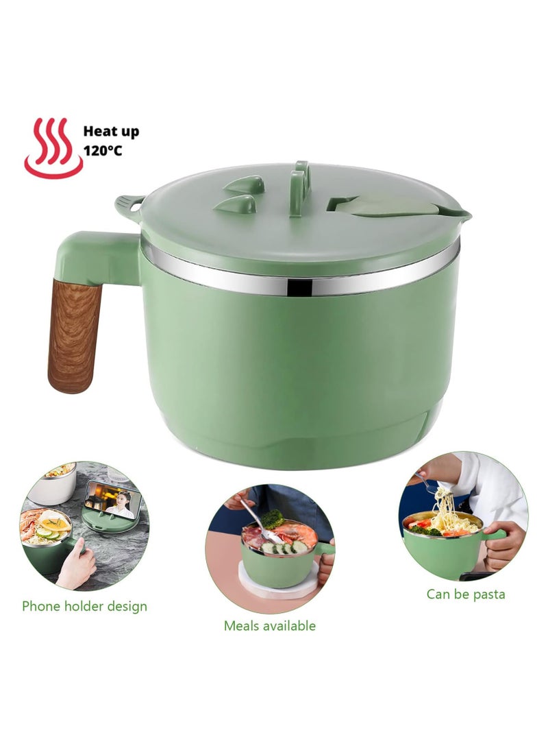 SYOSI Ramen Bowl Set Stainless Steel Ramen Bowl Bowl, Japanese Soup Bowl, 1000 ml Ramen Bowl with Lid, Double Insulated Sealed Bowl, Traditional Japanese Tableware (Green) - Image 5