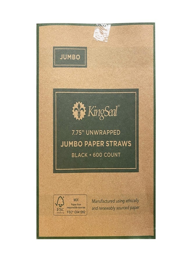 KingSeal 600 عد | مصاصات شرب ورقية قابلة للتصرف معتمدة من FSC من كينغسيل، سوداء، غير مغلفة، بطول 7.75 بوصة × 0.6 مم قطر، حجم "جامبو"، قابلة للتحلل، صديقة للبيئة، عبوة كبيرة - 600 مصاصة في العلبة - Image 3