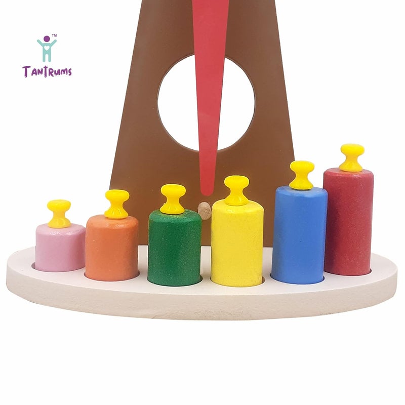 Tantrums Wooden Weighing Balance Toy with Colorful Weights for Pre-School Learning - Image 2