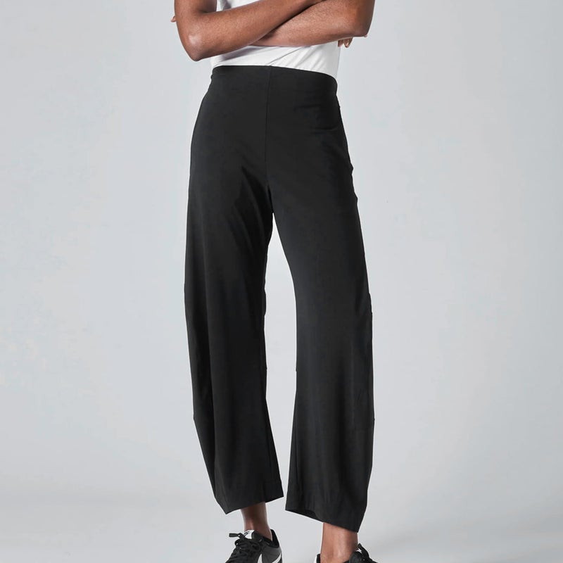 SeeLuNa Women Barrel Travel Pants Elastic Waistband Tapered Leg Baggy Mid Rise Work Trousers Lounge Pant with Pockets(Black,S) - Image 4