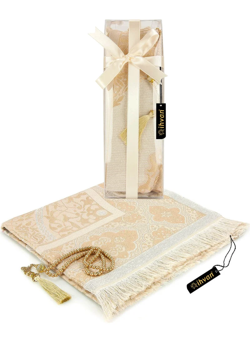 İhvan Online Special Boxed Prayer Rug Set Mevlüt Gift Cream Color