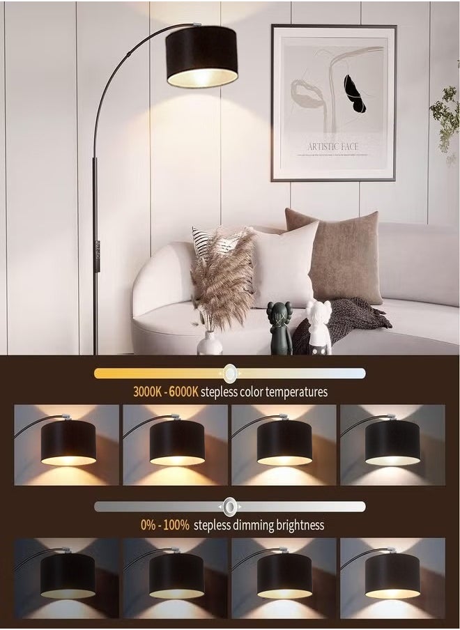 Tiokkss - Floor Lamp with Remote Control & App Control 3 Color Temperature and Brightness Adjustable Standing Lamp with Black Shade Pole Lamp for Bedroom Office Bulb Included 12 Watt 96V~240V 38x 185 cm - Image 1