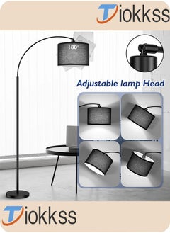 Tiokkss Floor Lamp with Remote Control 3 Color Temperature and Brightness Adjustable Standing Lamp with Black Shade Pole Lamp for Bedroom Office Bulb Included 12 Watt 96V~240V 38x 185 cm  - Image 5