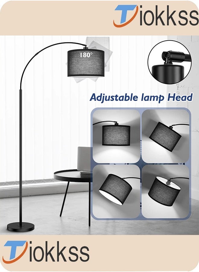 Tiokkss - Floor Lamp with Remote Control 3 Color Temperature and Brightness Adjustable Standing Lamp with Black Shade Pole Lamp for Bedroom Office Bulb Included 12 Watt 96V~240V 38x 185 cm - Image 1